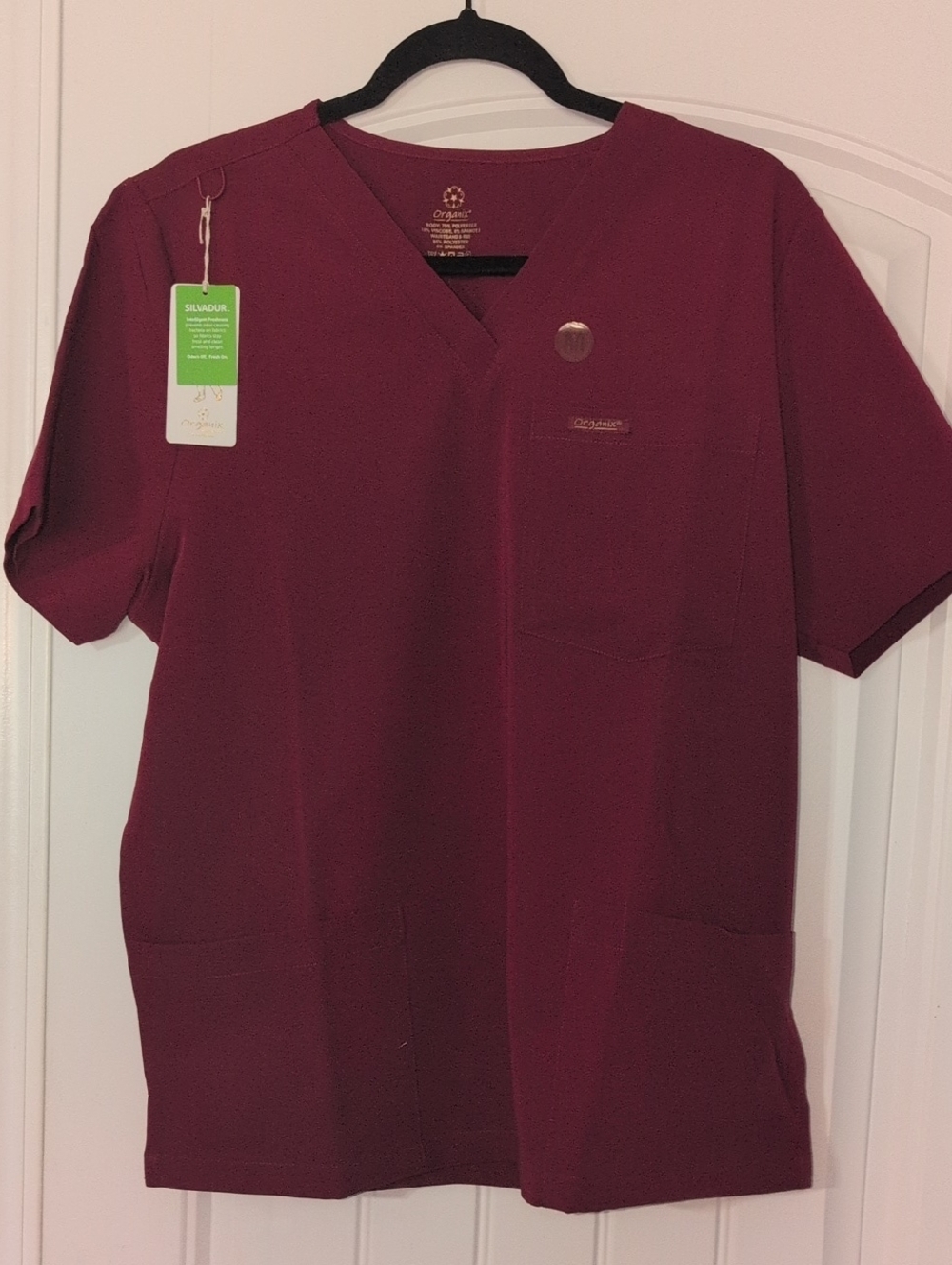 Organix Workwear Luxe V-Neck Scrub Top - Burgundy